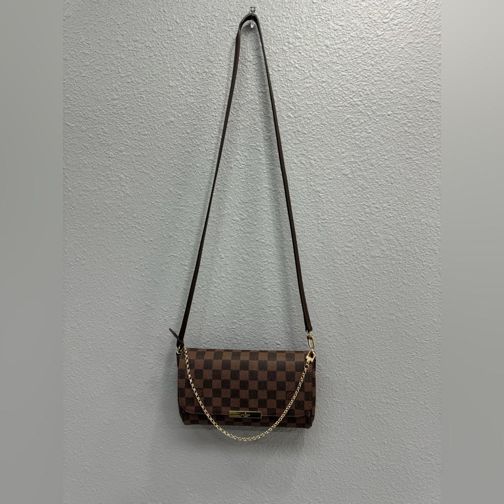 Beautiful women checker brown fashion Crossbody bag